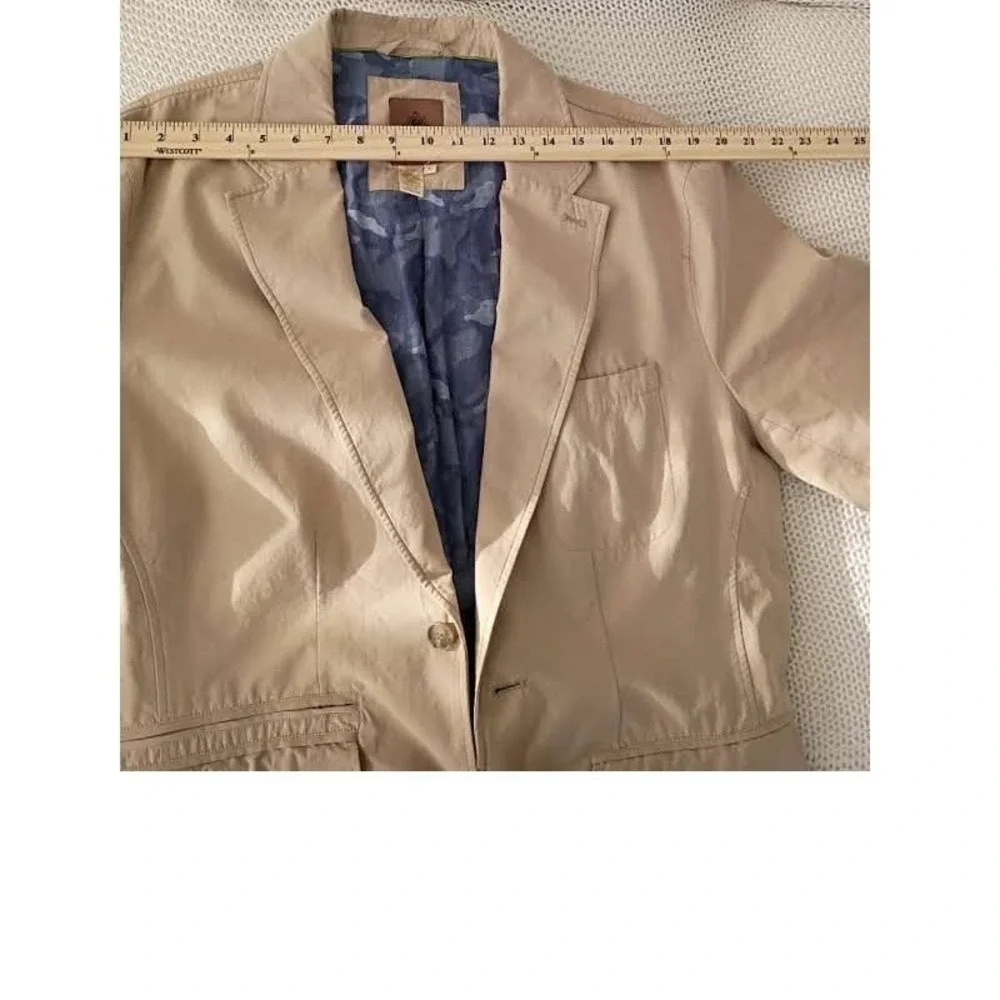 Territory Ahead 100% Cotton Tan Blazer Jacket‎ L Button Up Lapel Collar Light